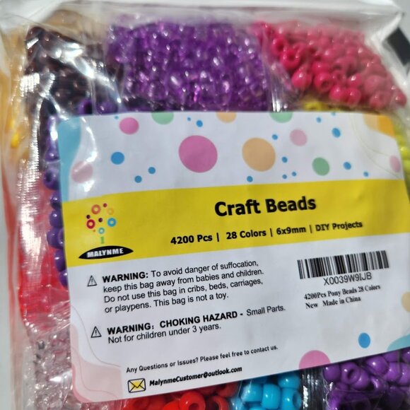 NEW 4200 Pony Beads Kandi 28 Colors Plastic Beads for Craft Bracelets Hair Beads - Picture 6 of 12